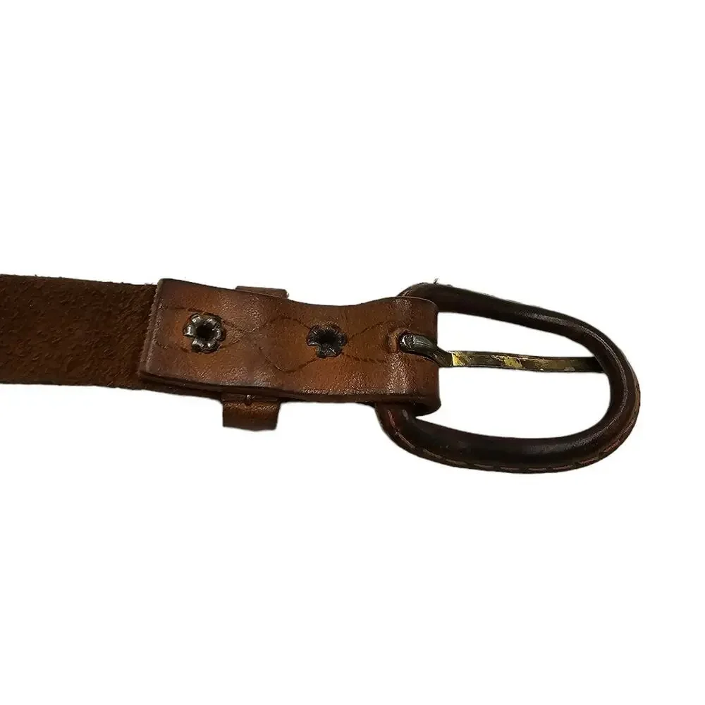 Brown Leather Belt Womens Medium Vintage Skinny Boho Y2k Minimalist Capsule